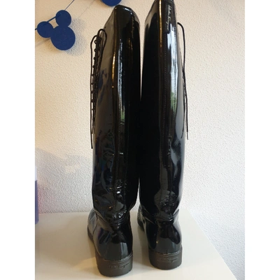 Pre-owned Ferragamo Black Patent Leather Boots