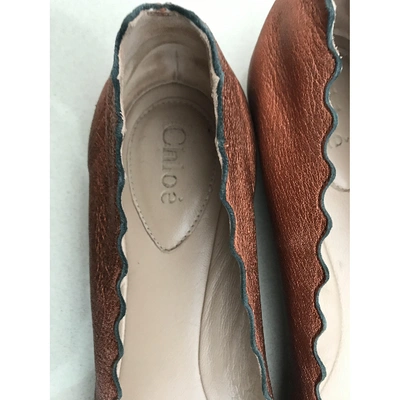 Pre-owned Chloé Leather Ballet Flats In Brown