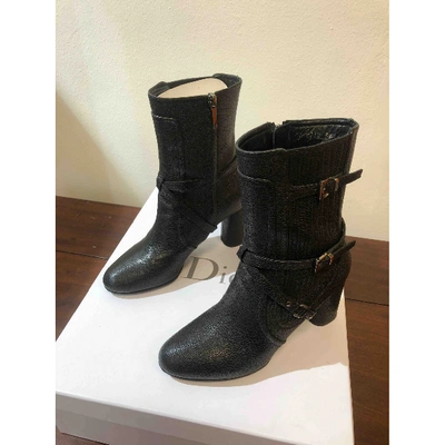 Pre-owned Dior Leather Ankle Boots In Black