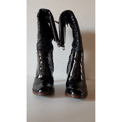 Pre-owned Dolce & Gabbana Black Patent Leather Boots
