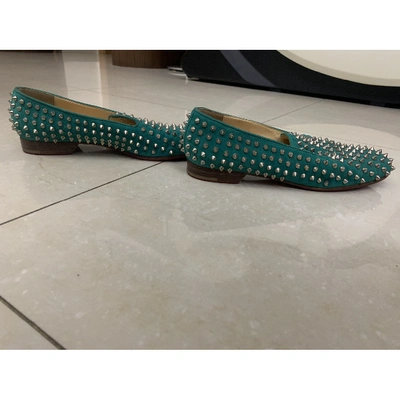 Pre-owned Christian Louboutin Flats In Turquoise