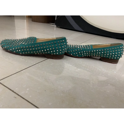 Pre-owned Christian Louboutin Flats In Turquoise