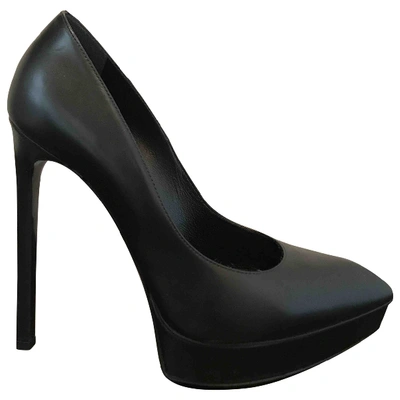 Pre-owned Saint Laurent Janis Leather Heels In Black