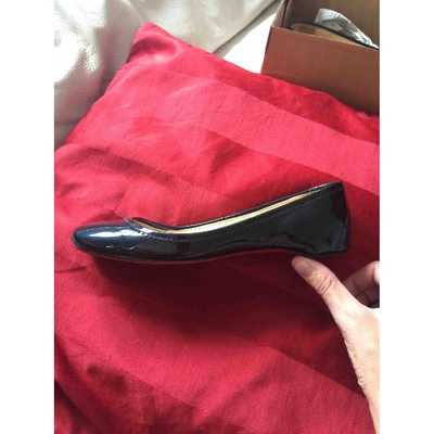 Pre-owned Christian Louboutin Patent Leather Ballet Flats In Green
