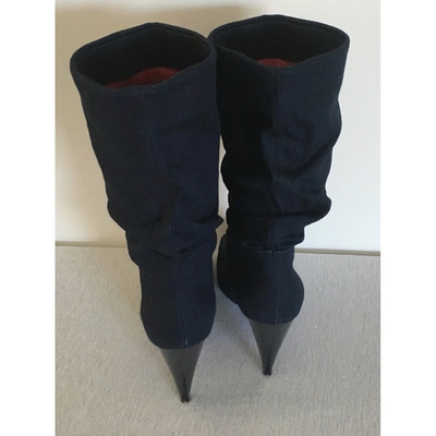 Pre-owned Alexander Mcqueen Cloth Boots In Blue