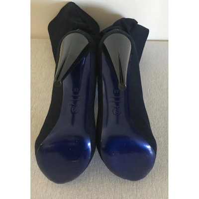 Pre-owned Alexander Mcqueen Cloth Boots In Blue