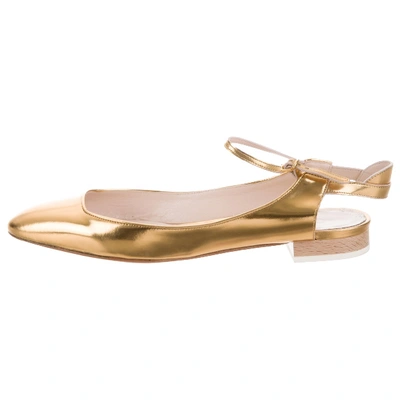 Pre-owned Chloé Gold Leather Ballet Flats