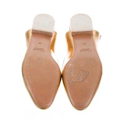 Pre-owned Chloé Gold Leather Ballet Flats