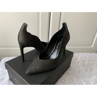 Pre-owned Delman Anthracite Leather Heels