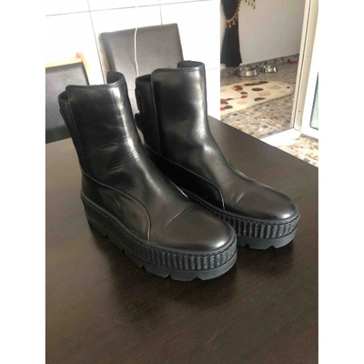 Pre-owned Fenty X Puma Black Fur Ankle Boots
