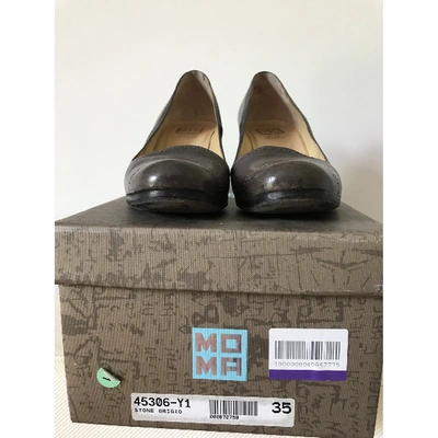 Pre-owned Moma Leather Heels In Anthracite