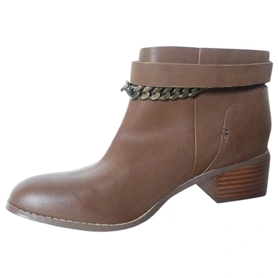 Pre-owned Nasty Gal Leather Ankle Boots In Brown