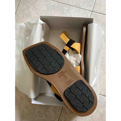 Pre-owned Plan C Leather Sandal In Yellow