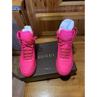 Pre-owned Gucci Dapper Dan Leather Trainers In Pink