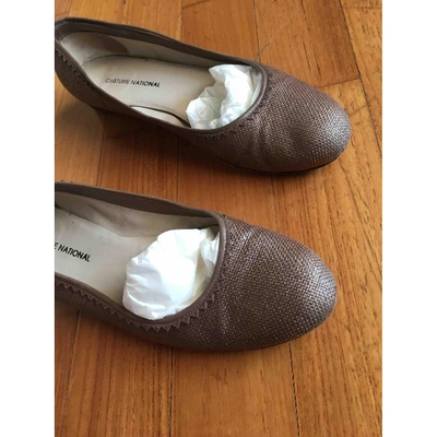 Pre-owned Costume National Cloth Ballet Flats In Ecru