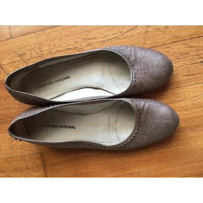 Pre-owned Costume National Cloth Ballet Flats In Ecru