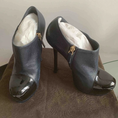 Pre-owned Saint Laurent Leather Ankle Boots In Blue