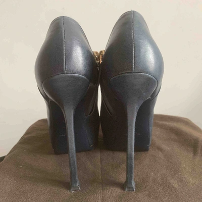 Pre-owned Saint Laurent Leather Ankle Boots In Blue