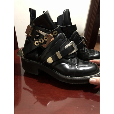 Pre-owned Balenciaga Ceinture Leather Buckled Boots In Black