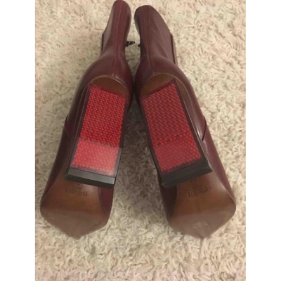 Pre-owned Vetements Leather Ankle Boots In Burgundy