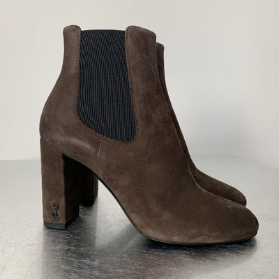 Pre-owned Saint Laurent Loulou Ankle Boots In Brown