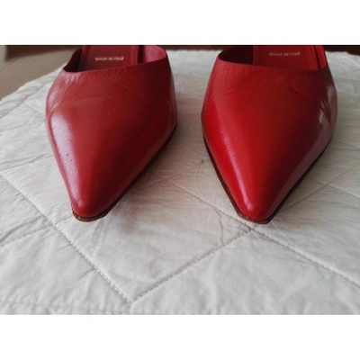 Pre-owned Prada Leather Mules & Clogs In Red