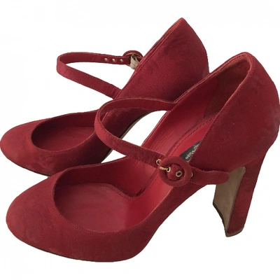 Pre-owned Dolce & Gabbana Red Suede Heels