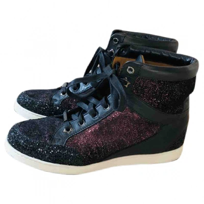 Pre-owned Jimmy Choo Glitter Trainers In Black