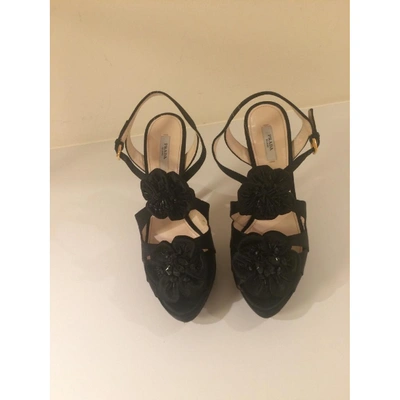 Pre-owned Prada Cloth Sandals In Black