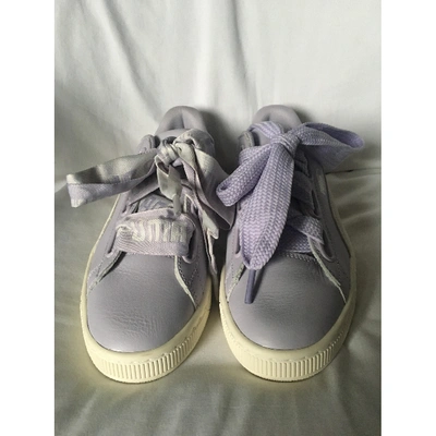 Pre-owned Puma Leather Trainers In Purple