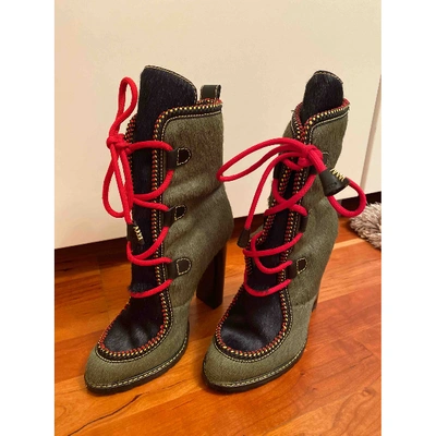 Pre-owned Dsquared2 Green Leather Ankle Boots