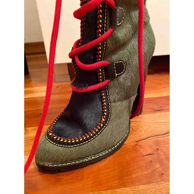 Pre-owned Dsquared2 Green Leather Ankle Boots