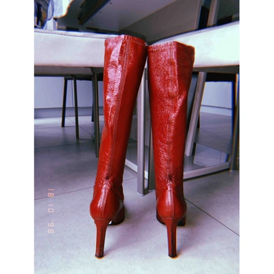 Pre-owned Casadei Leather Ankle Boots In Red