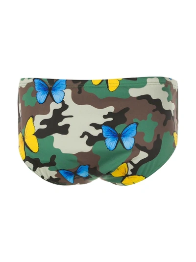 Shop Mc2 Saint Barth Camouflage Butterfly Print Swim Trunks In Green