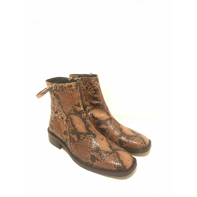 Pre-owned Topshop Tophop  Brown Leather Ankle Boots