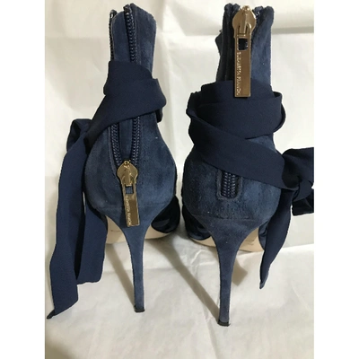 Pre-owned Elisabetta Franchi Open Toe Boots In Blue