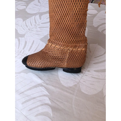 Pre-owned Chanel Leather Boots In Camel