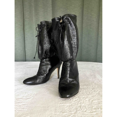 Pre-owned Paul & Joe Patent Leather Boots In Black