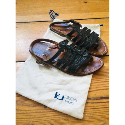 Pre-owned Kjacques Leather Sandal In Black
