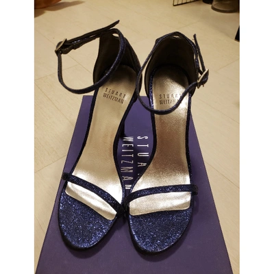 Pre-owned Stuart Weitzman Leather Sandal In Blue