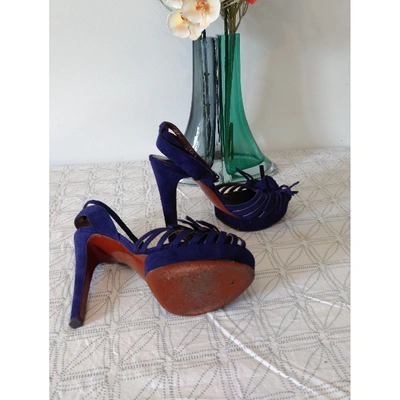 Pre-owned Lanvin Velvet Heels In Purple