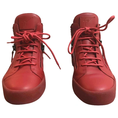Pre-owned Giuseppe Zanotti Nicki Leather Trainers In Red