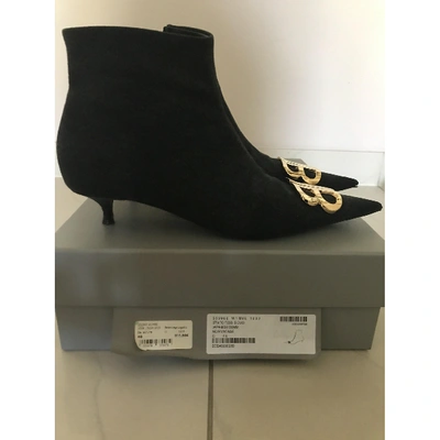 Pre-owned Balenciaga Bb Black Leather Ankle Boots