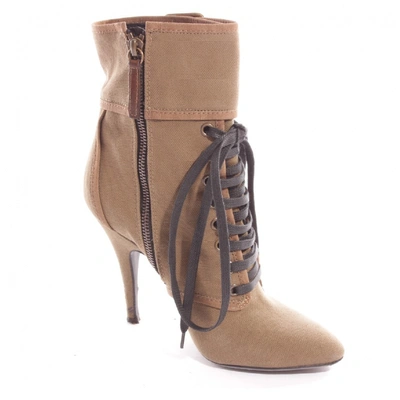 Pre-owned Giuseppe Zanotti Green Cloth Ankle Boots