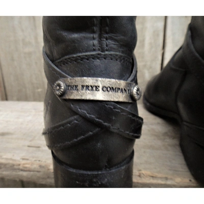 Pre-owned Frye Leather Buckled Boots In Black