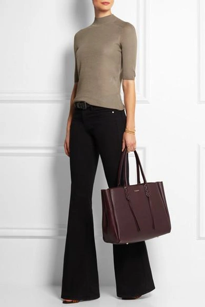 Shop Lanvin The Shopper Small Leather Tote In Burgundy