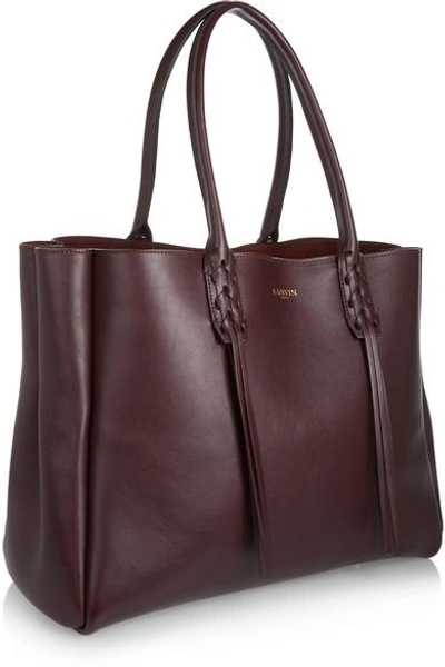 Shop Lanvin The Shopper Small Leather Tote In Burgundy