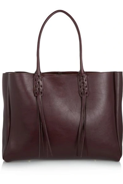 Shop Lanvin The Shopper Small Leather Tote In Burgundy