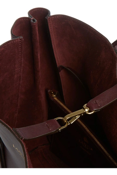 Shop Lanvin The Shopper Small Leather Tote In Burgundy