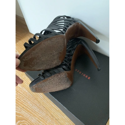 Pre-owned Walter Steiger Leather Sandal In Black